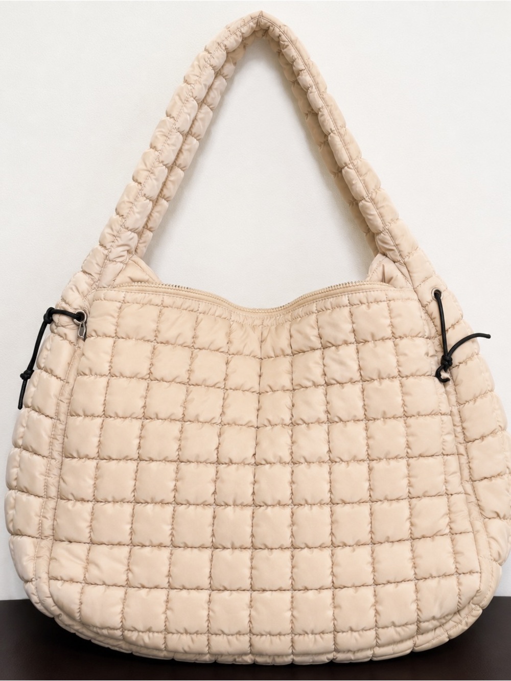 Free People Quilted Carryall Bag Off White Large Puffer Shoulder Tote